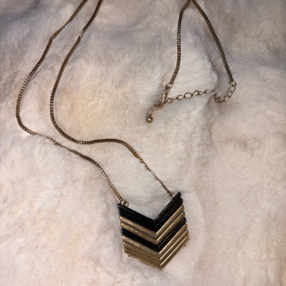 Chevron Gold and Black Necklace